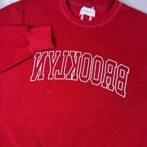 Ovadia & Sons Mens XL Red Brooklyn Upside Down Graphic Crewneck Sweatshirt